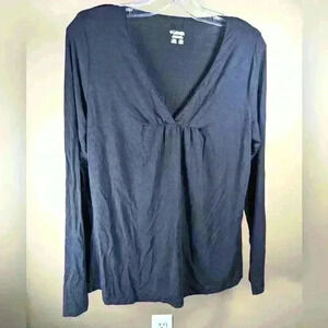 Columbia Super Soft Black Modal V-Neck Long Sleeve Lounge Wear Top - Size Medium